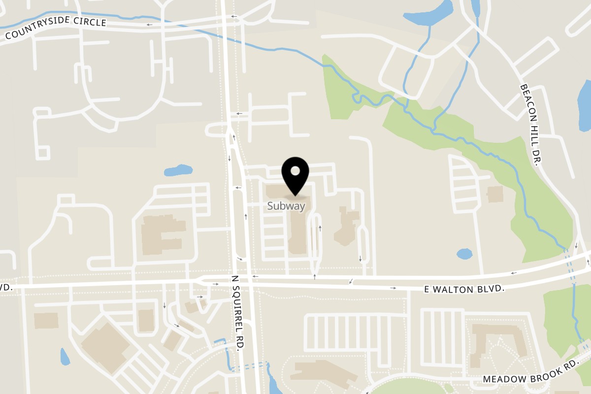 Map showing the location of Bangkok Cuisine Auburn Hills on 2596 N Squirrel Rd in Auburn Hills